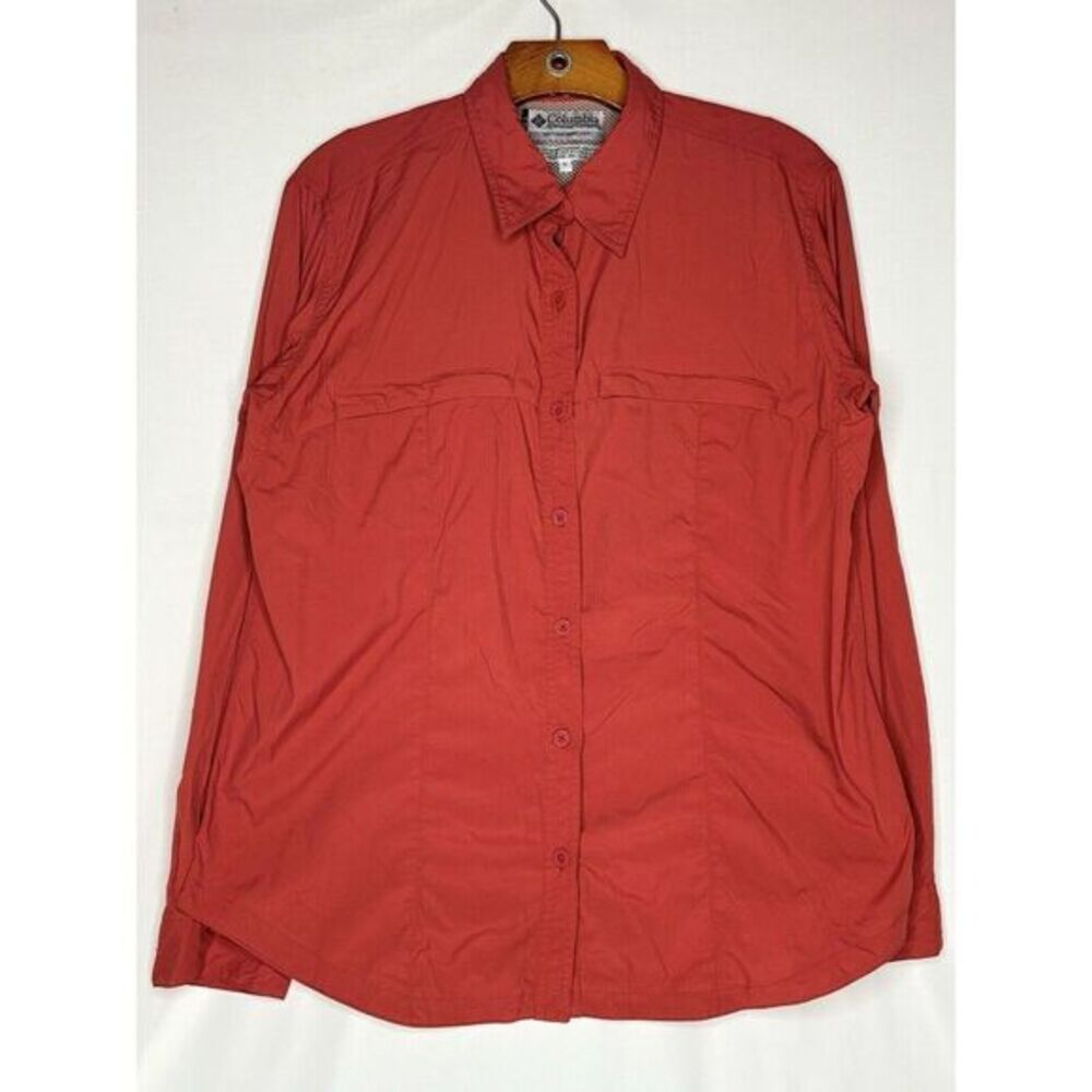 Women’s Columbia Orange Button-Up Long-Sleeve‎ Shirt Size Large